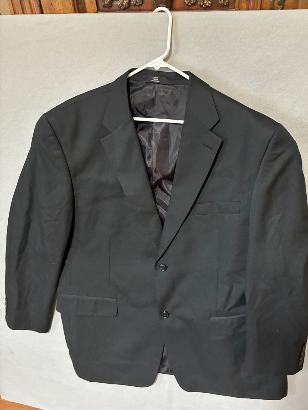 Haggar Suit Coat Jacket 48L Black Classic Fit Single Breast Vent Professional